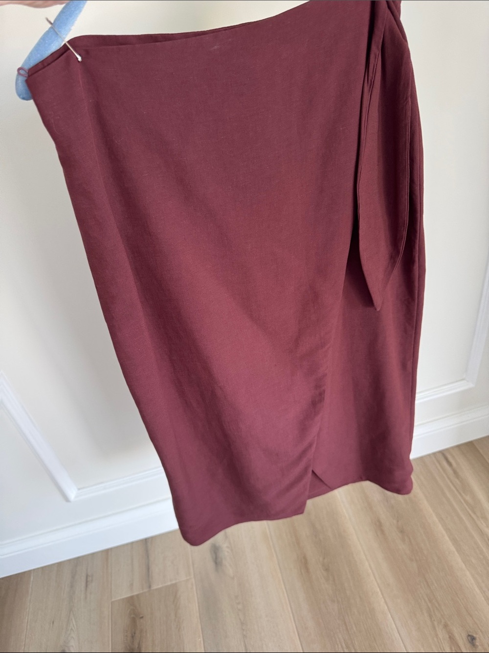 Nordstrom Wine Wrap Midi Skirt with Side Tie